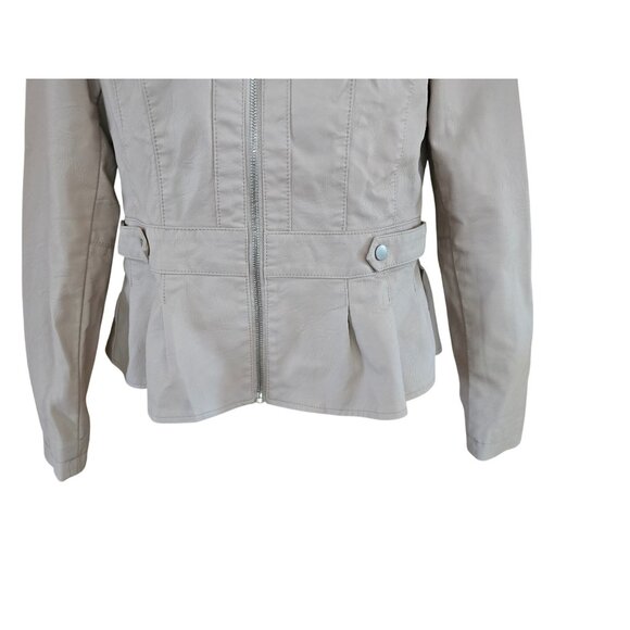 Baccini Womens Beige Peplum Jacket Small Zip Up Casual Chic coquette office wear - Picture 3 of 9